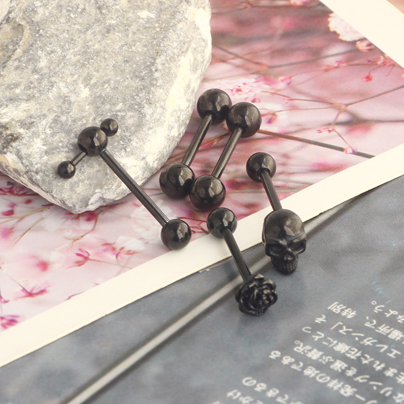 Stainless Steel Classic Tongue Stud 6 Piece Set Amazon Hot Selling Straight Rod Mixed 5 Color Optional Tongue Ring Piercing Jewelry detail image 8