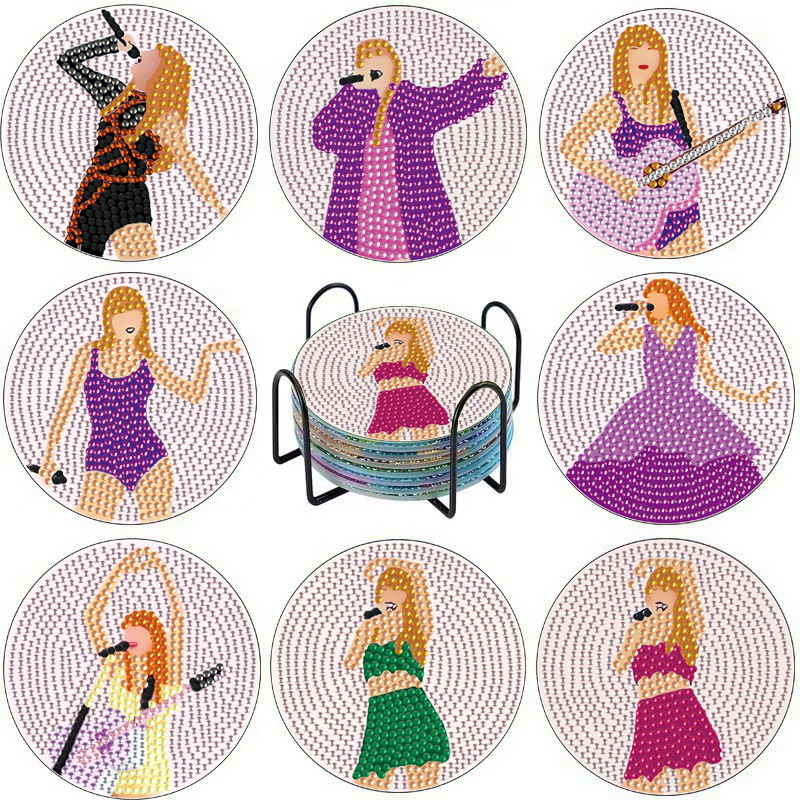 Conjunto de 8 piezas de acrílico con pintura de diamantes Kit de arte con soporte para decoración de fiesta en casa