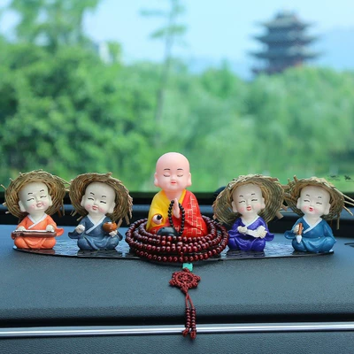Little Novice Monk Car Interior Car ornaments - huang-yi-xiaoshumi-buddhist-beads-qinqi-calligraphy-and-painting-large-leopard-mat