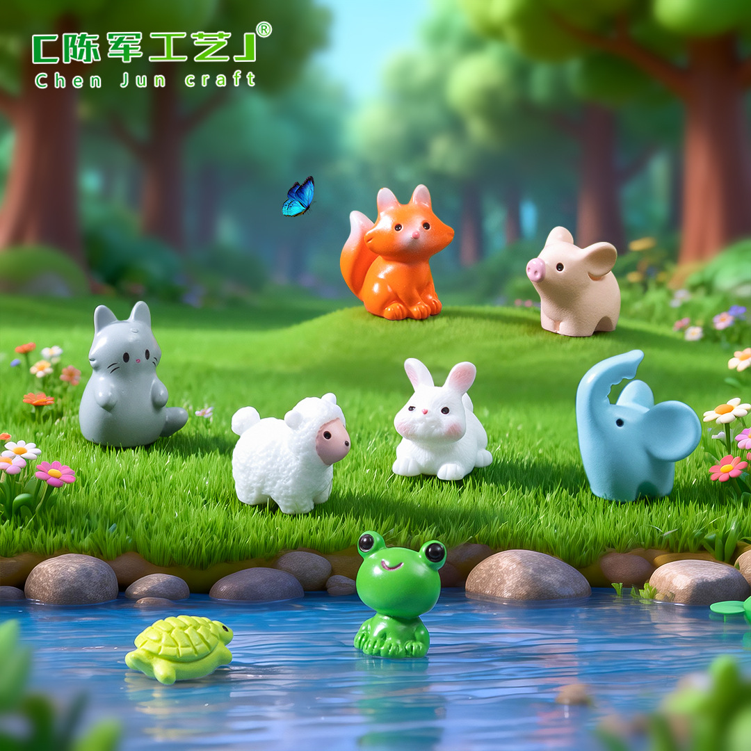 Moss micro landscape creative cute small animal frog small yellow duck doll decorations miniature mini ornaments