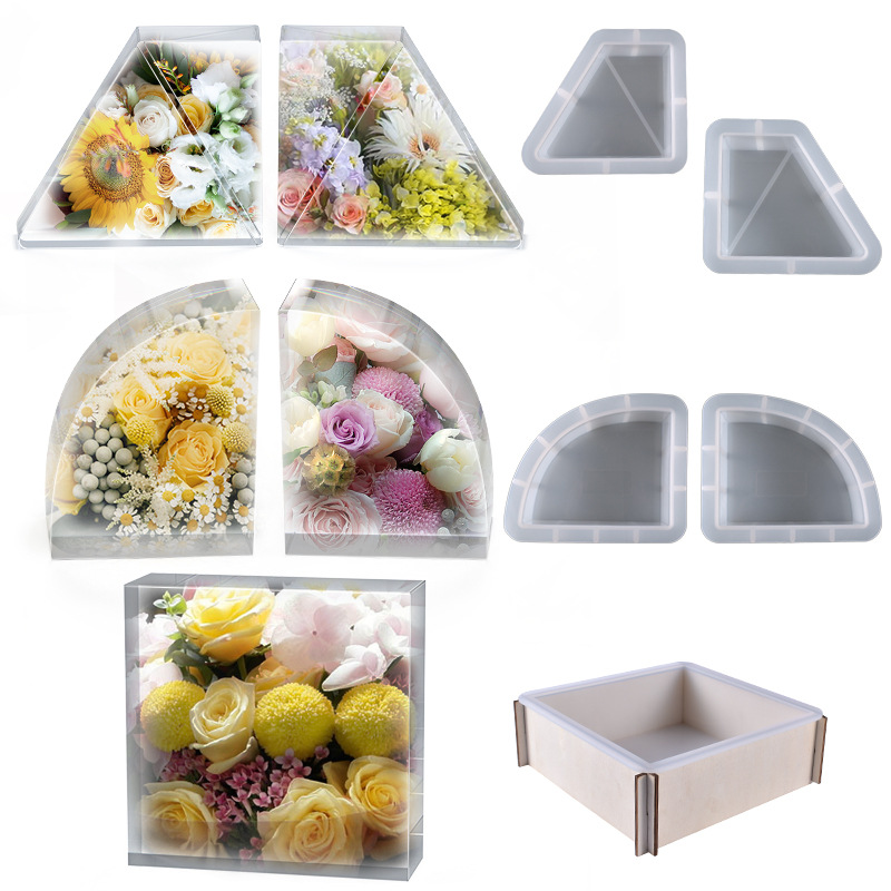 Yu Meiren DIY Cristal de resina epoxi trapezoidal molde en forma de abanico cuadrado libro archivo joyería decoración de la Mesa de silicona molde