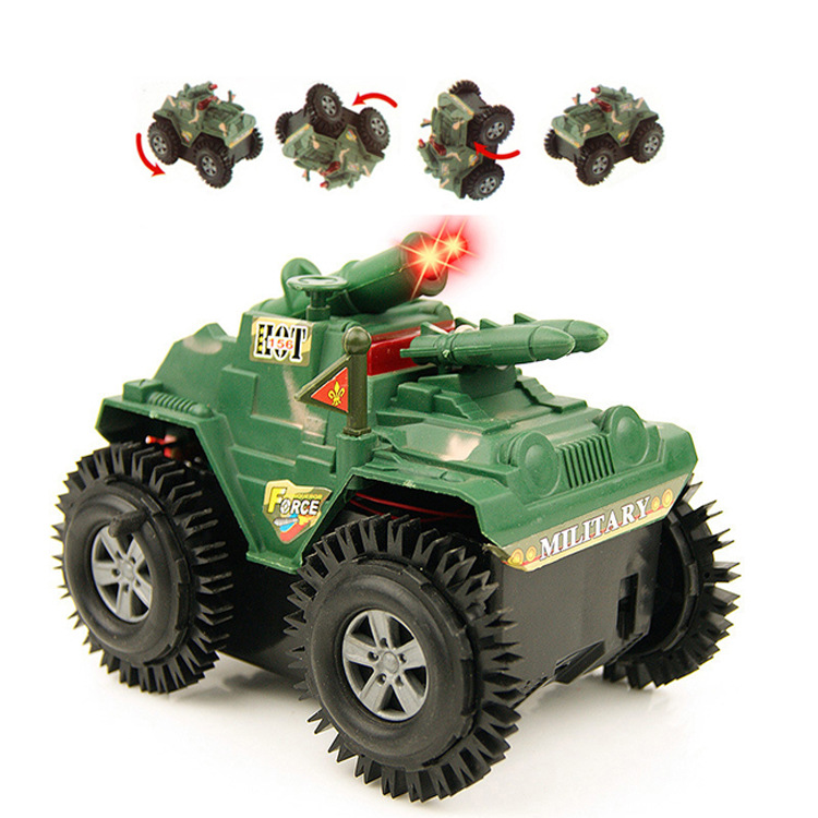 Children's Spray-painted Camouflage Electric Tipping Bucket Tank with 1 Light Military Green Desert Yellow 2-color Mixed Window Box