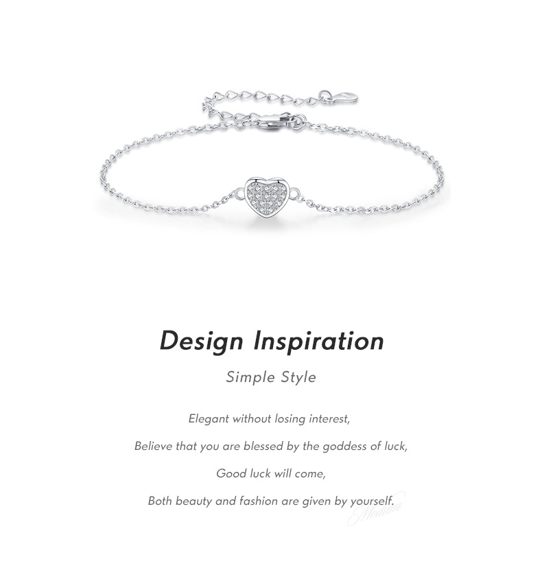 Rhodium Plated Plating Material 925 Sterling Silver Pendant Material 1 Piece 925 Sterling Silver Heart Shape 925 Sterling Silver Cable Chain Bracelets