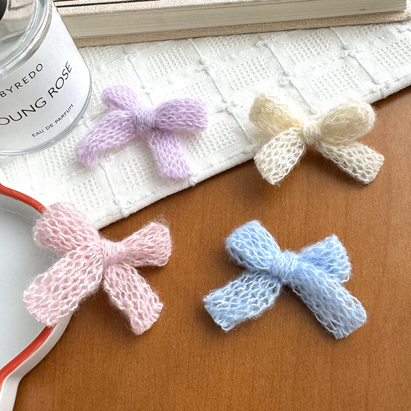 (2개) 니트 봉제 활 액세서리 도파민 헤어 액세서리 양모 땋은 머리핀 모자 의류 신발 및 양말 액세서리