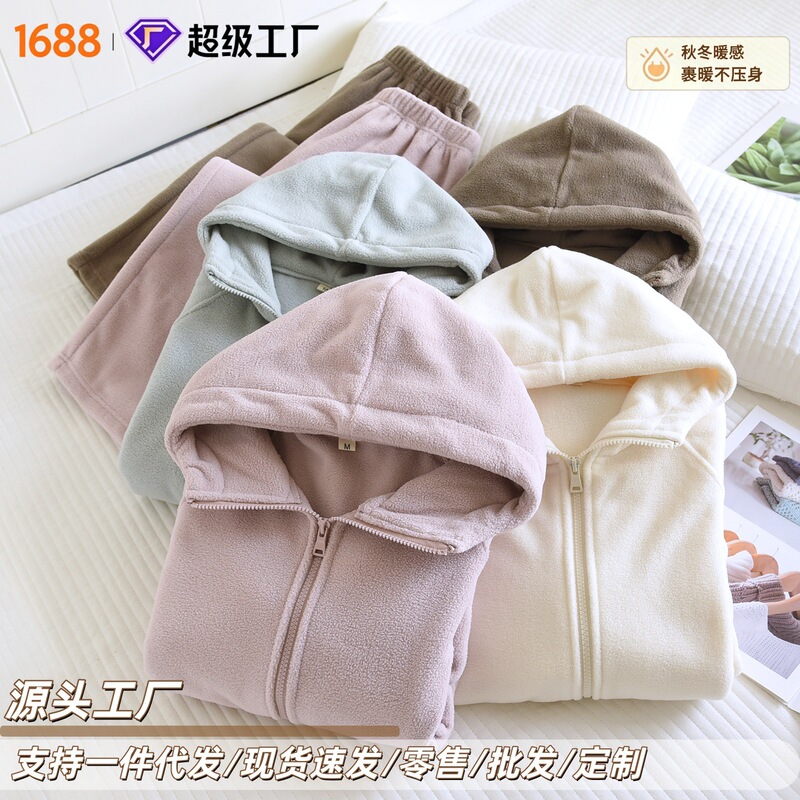 New Couple Pajamas Winter Polar Fleece Women's Wearable Warm Home Clothes Set Plus Velvet Thickened Pajamas for Men
