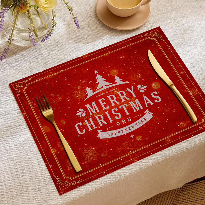 Jity Amazon 人気のクリスマスプレースマット レストラン雰囲気レイアウト テーブルマット リネンプリント断熱マット 洋食マット|undefined