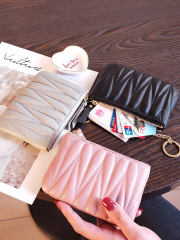 Coin purse women's compact mini wallet thin wallet short genuine leather coin 2024 new wallet simple zipper