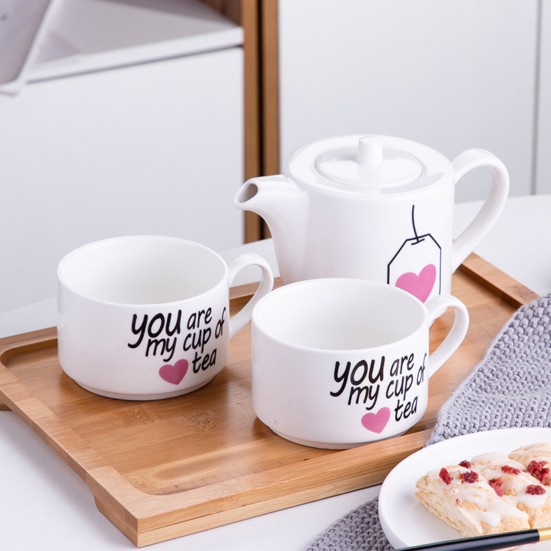 Pareja creativa taza de agua de cerámica flor tetera traje taza de café una olla dos tazas se puede utilizar como logotipo regalo