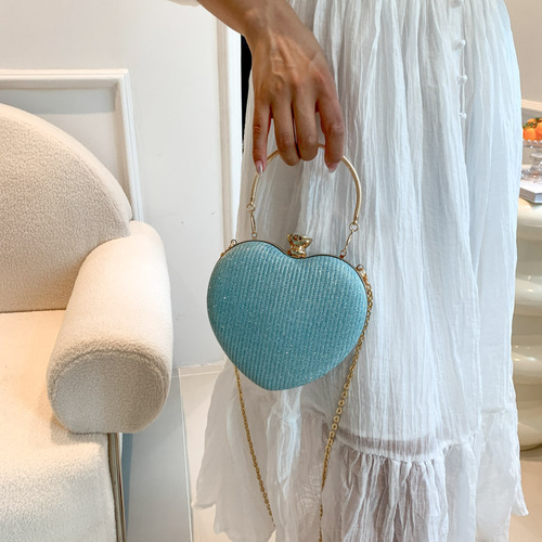Cross-border sweet heart small handbag women's bag high-end sense evening bag trendy versatile chain shoulder bag crossbody bag