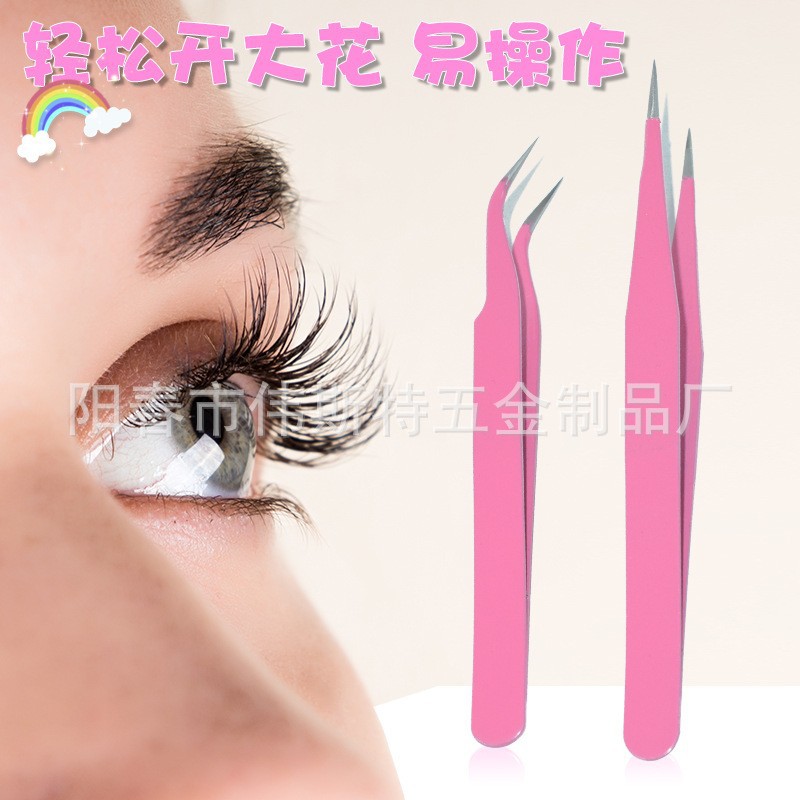 Venta caliente transfronteriza pinzas rosadas de acero inoxidable Nido de Pájaro recogiendo el pelo codo clip de belleza herramienta de pestañas de injerto de Arte de uñas