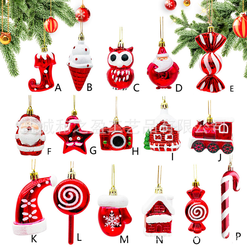 Christmas cane candy lollipop old man boots gloves hat train snowman alien Christmas tree decoration pendant