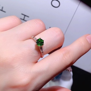 S925 silver inlaid natural diopside ring main stone: 6*6 live adjustable