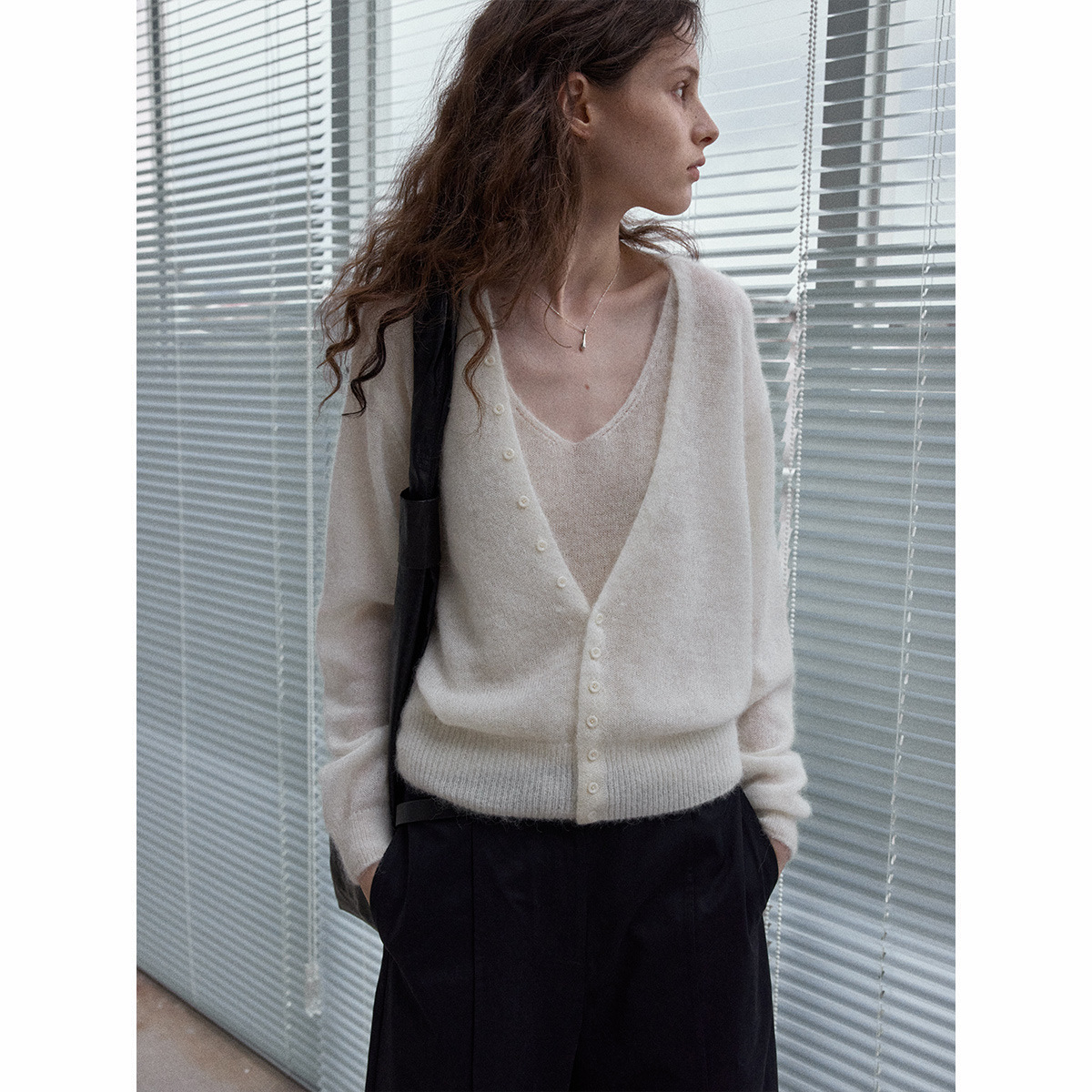 【识几】茉莉羊驼毛小吊带+开衫系列简约通勤休闲针织上衣女秋季