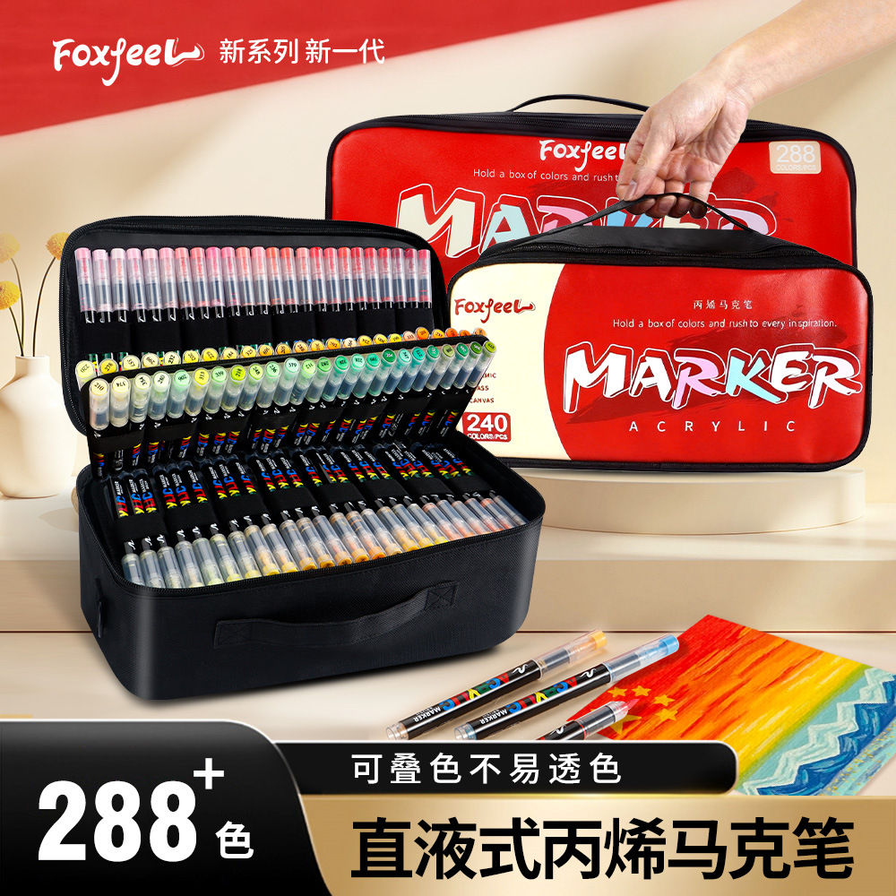 Bolsa de tela marcador bolígrafo conjunto de pintura papelería caja de regalo para estudiantes graffiti dibujado a mano libro de mano especial blando acrílico marcador de cabeza