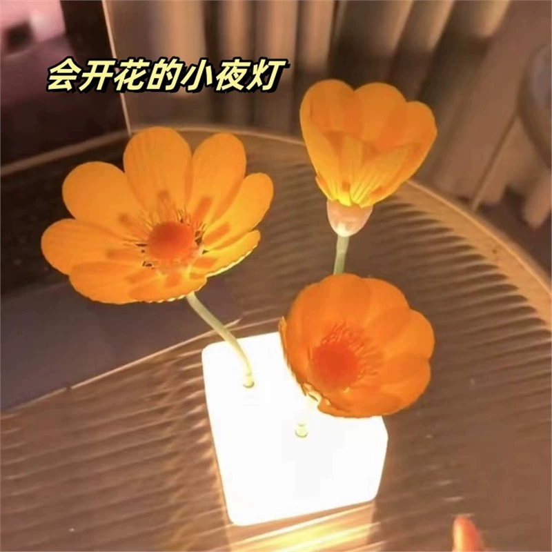 Ночник Спальня Спальная лампа Ночная креативная настольная лампа автоматическая цветущая декоративная лампа настоящая цветочная спальня атмосфера настольная лампа