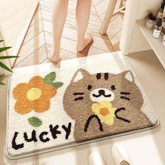 かわいい漫画模造カシミヤ吸収性フロアマット家庭用バスルームトイレ滑り止めフットマットトイレ汚れ防止速乾性ドアマット