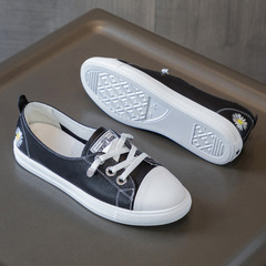 真皮網紅小白鞋2024春新款女透氣百搭潮鞋韓版一腳蹬板鞋淺口單鞋