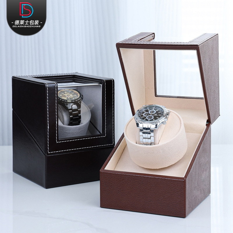 Dejiao en stock reloj mecánico al por mayor reloj automático Shaker caja eléctrica pu cuero mudo anti-magnético