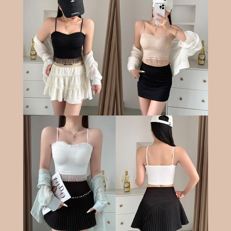 Pure Wish Style Camisole Tube Top Inner Slim-fit Outer Wear Top Comfortable Breathable Chest Wrap Fixed Cup Wear-free Underwear Pure Wish Style Camisole Tube Top Inner Slim-fit Outer Wear Top Comfortable Breathable Chest Wrap Fixed Cup Wear-free Underwear
