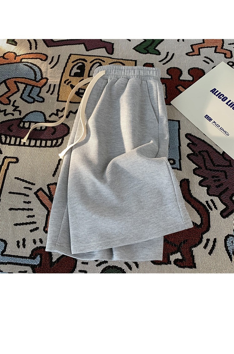 Men's Summer Sports Casual Shorts Loose Plus Size Waffle Five Point Pants New Style_viptrois.com