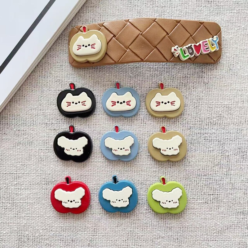 Popular Dual-Color Retro Apple, Cat, and Dog Alloy Patches DIY Hair Accessories, Hair Clips, Phone Case Decorations, and Accessories