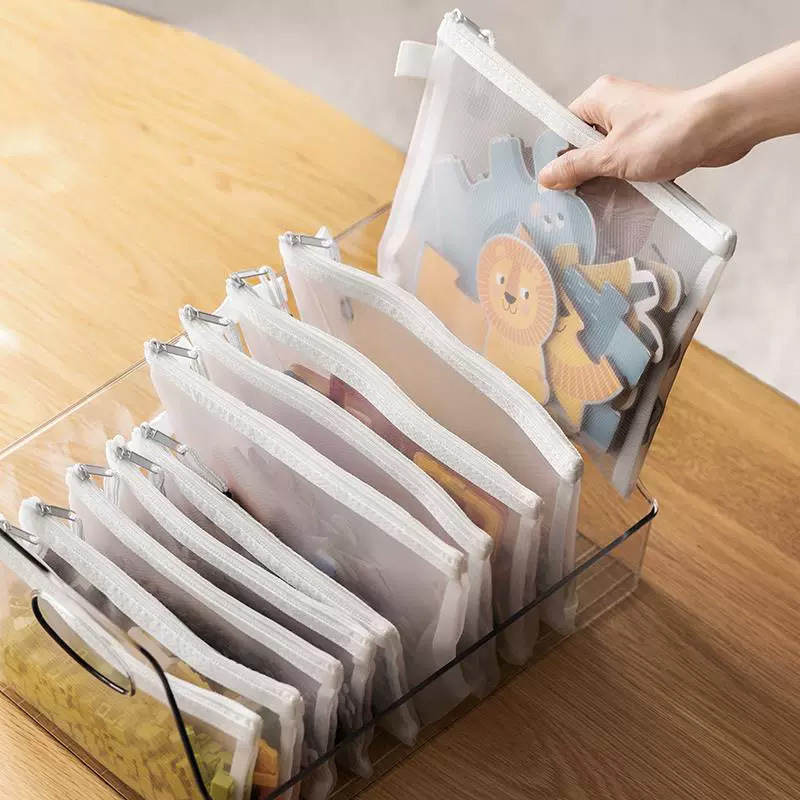 Office mesh file bag A4 transparent nylon breathable data bag transparent pencil bag file folder miscellaneous storage bag
