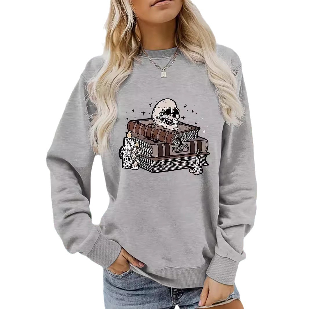 Women's Clothing autumn and winter women's casual long sleeved round neck Halloween printed pullover sweatshirt _voghion.com