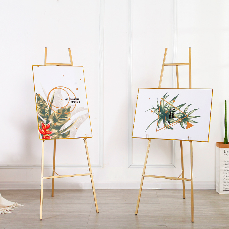 Golden Wedding Iron Easel Photo Frame Bracket Wedding Welcome Water Sign Display Rack Photo Display Rack Scandinavian Oil Easel