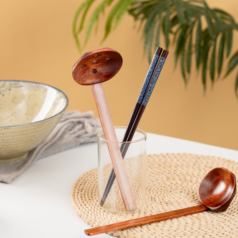 楠木味千汤勺八角龟甲勺麻辣烫捞勺拉面火锅漏勺子餐具日式实木|undefined