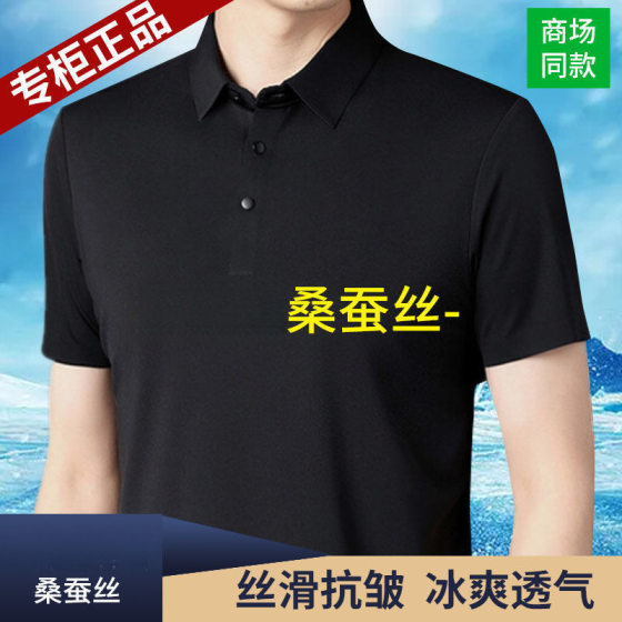 Woodpecker High-end Mulberry Silk New Short-sleeved T-shirt Men's High-end Loose T-shirt Traceless Anti-wrinkle