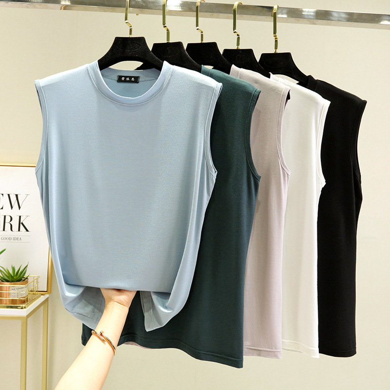 Modal Sleeveless T-Shirt Vest for Women, Summer Stylish Versatile Top, Korean Style Women's Loose Slimming Base Shirt, Trendy