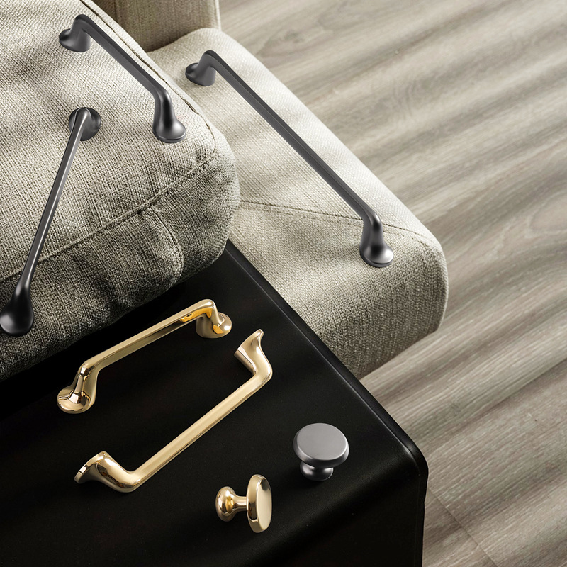 Cabinet door handle black gold wardrobe drawer handle modern simple cabinet American furniture hardware accessories handle