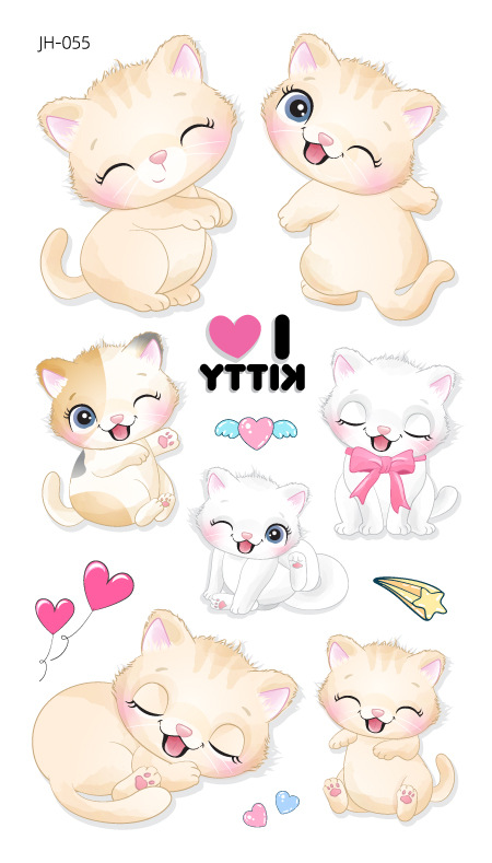 Protección del medio ambiente a prueba de agua sudor desechable lindo gato divertido tatuaje pegatinas cicatriz personalizada cubriendo fresco hombres y mujeres tatuaje