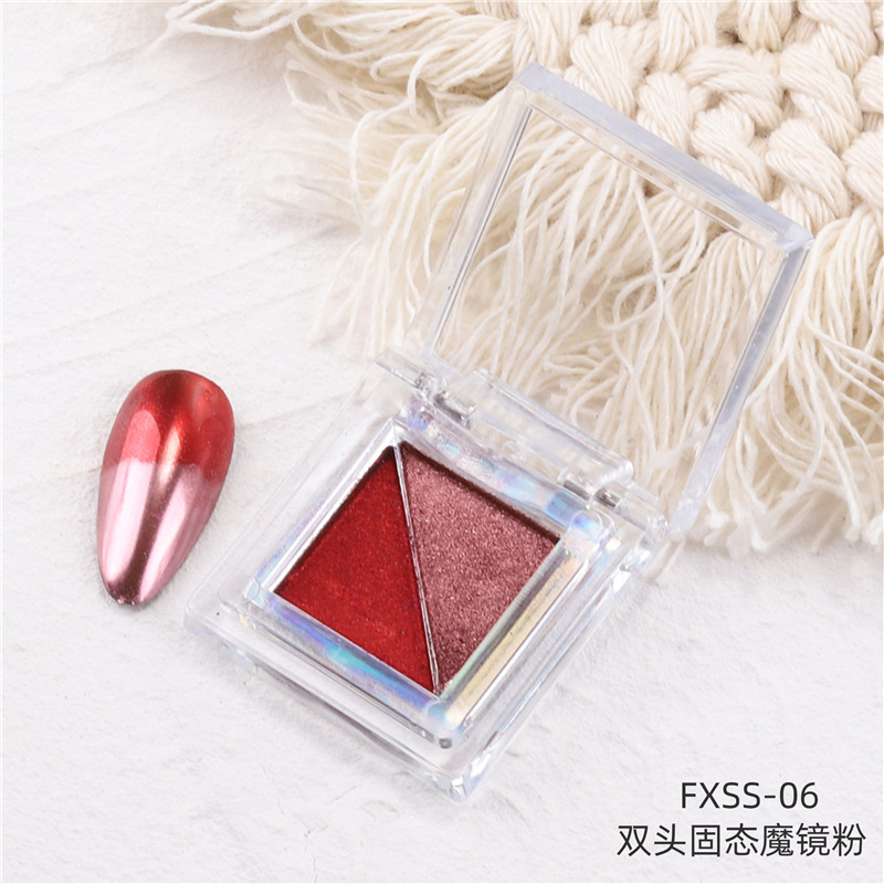 Uñas transfronterizas de dos colores sólido espejo mágico en polvo cuadrado Placa de sombra de ojos espejo de uñas de dos colores harina titanio polvo de oro