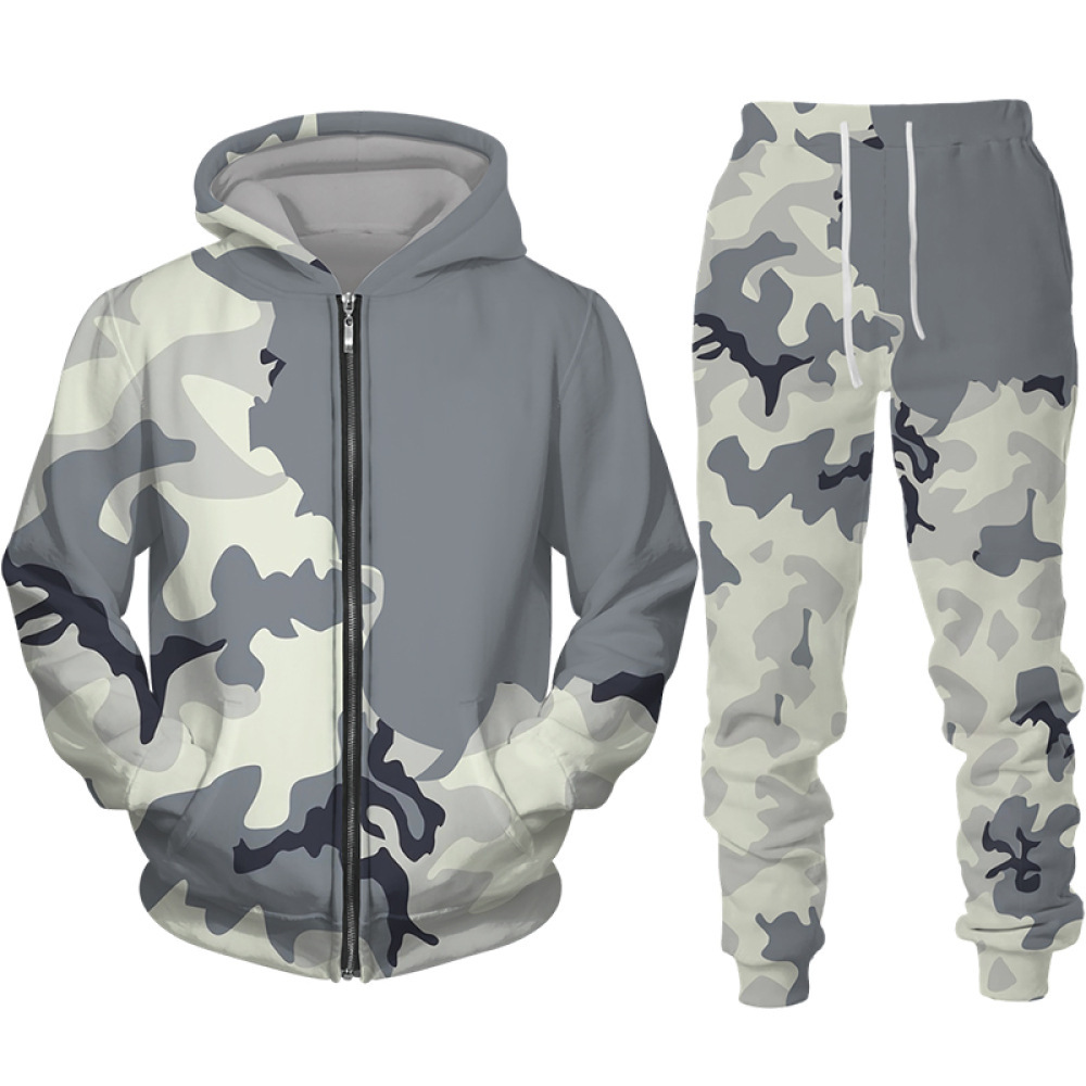 Venta directa de comercio exterior de estilo caliente transfronterizo Hombres y mujeres europeos y americanos Impresión digital 3D Camuflaje Chaqueta con capucha para hombres MF08-ML01
