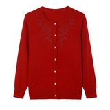 中年人妈妈装加大码宽松对襟开衫100%羊毛衫奶奶穿的针织毛衣外套，女装针织衫/毛衣，妃慕昵服饰