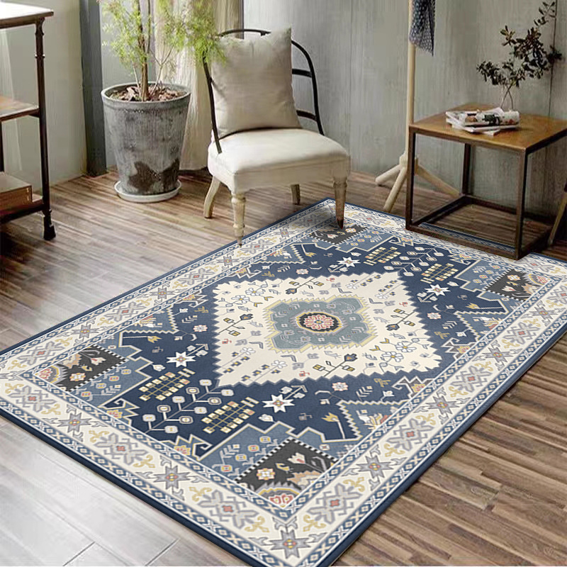 Retro American Persian Living Room Carpet Ethnic Style Bedroom Bedside Blanket B&B Hotel Full Carpet Non-Slip Floor Mat