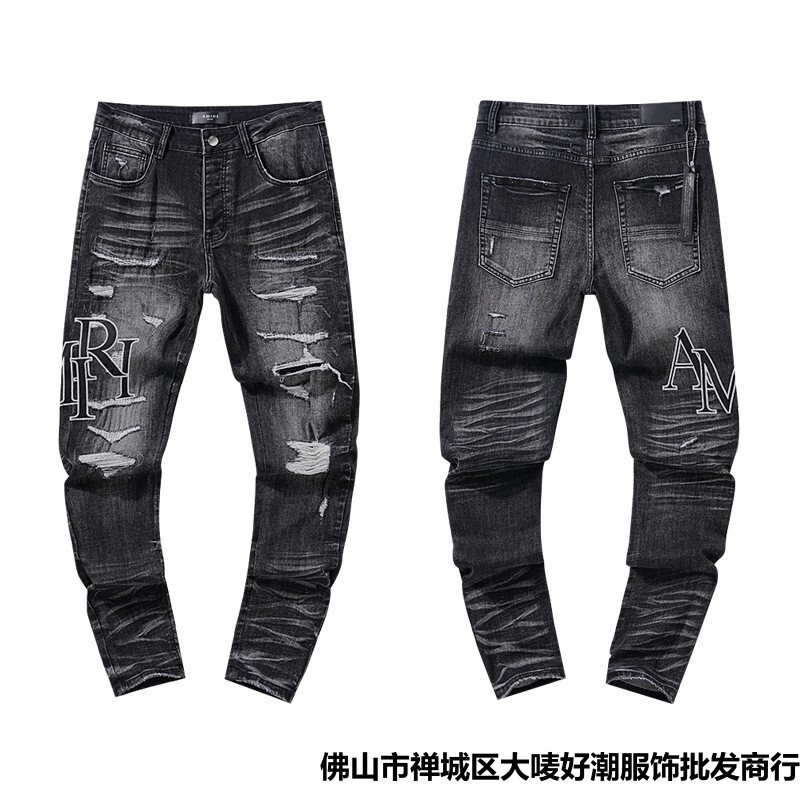 Foreign trade explosions four seasons AMIRI Denim pants men's washing water worn out to do the old a generation of wholesale