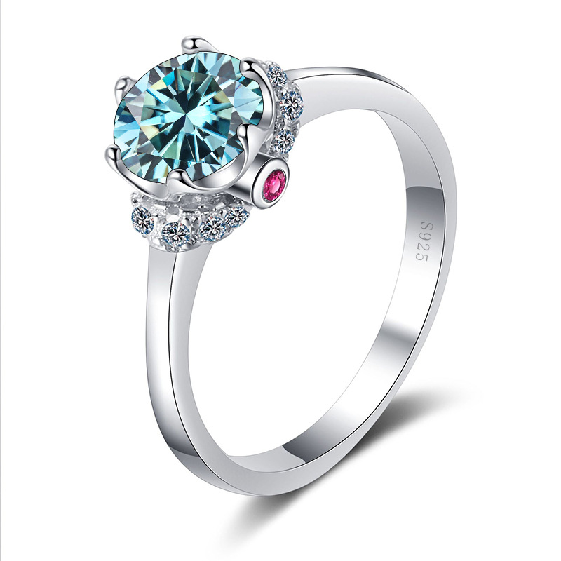 Color un quilate de anillo de piedra de morsa rosa D color VVS joyería exclusiva transfronteriza