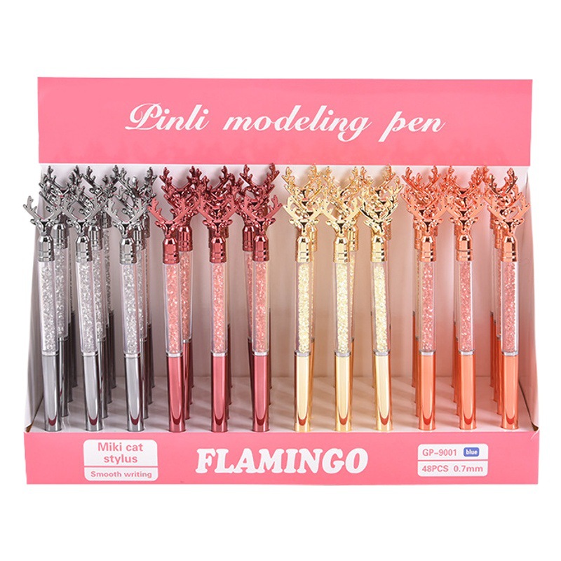 Bolígrafo de punta redonda con diseño de diamante de cristal creativo, con acabado metálico UV de primera calidad, colorido, para firmas, 0.7 mm, tinta azul