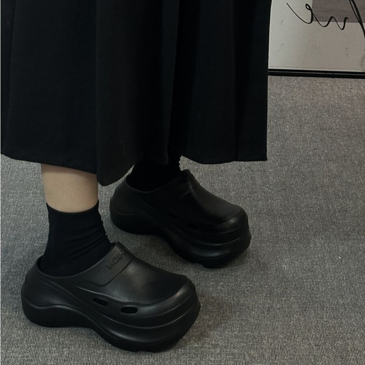8cm Thick-soled Closed-toe Mules Women, Student Style, New 2026 Model, Summer Sandals For Outdoor Wear, Wholesale_vogvips.com