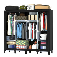 新款大脚布衣柜四挂钢管加粗加固加厚组装双人简易大号无纺布衣柜