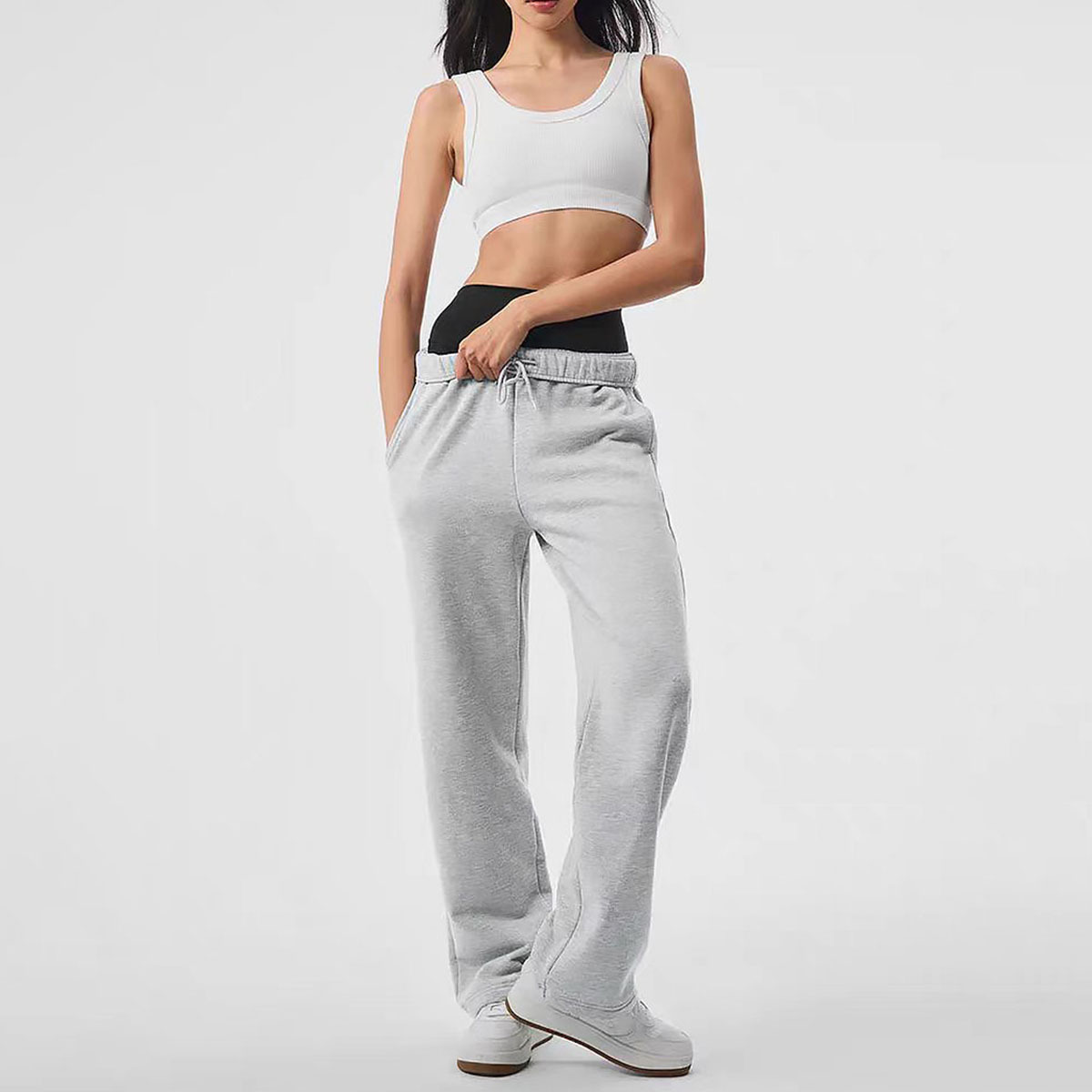 aIo nuevo pantalones casuales sueltos de piernas anchas primavera y otoño de dopamina pantalones de color sólido de pull-out pantalones casuales image 3