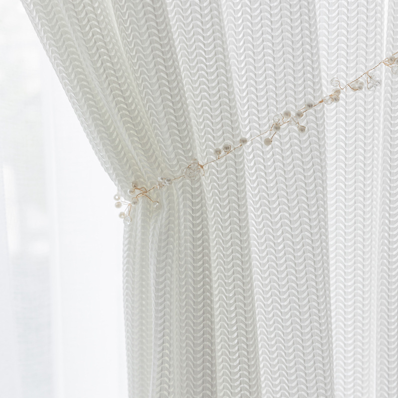 Modern Light Luxury Hollow Fishbone Semi-Blackout Translucent Opaque Living Room Balcony Bedroom Partition White Gauze Plain Curtains Modern Light Luxury Hollow Fishbone Semi-Blackout Translucent Opaque Living Room Balcony Bedroom Partition White Gauze Plain Curtains