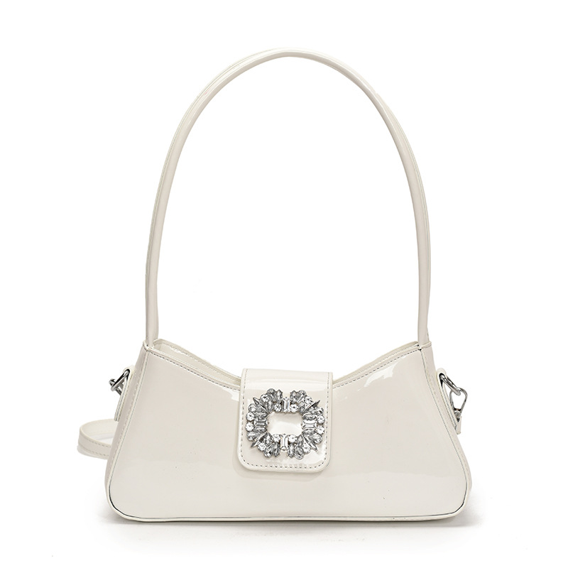 Bolso de axila de textura de alta calidad 2025 nuevo bolso de mujer bolso de hombro con diamantes de estilo occidental bolso de mensajero brillante de charol