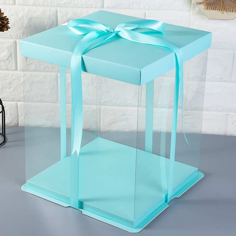 Cubierta de papel transparente caja de pastel caja de embalaje 6 6 6 6 8 8 10 + 12 pulgadas sola doble capa neta roja transparente cumpleaños caja de embalaje