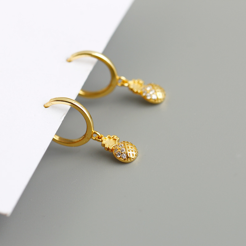 2021 New CrossBorder European and American Ear Clip Affordable Luxury Fashion Diamond PineappleShaped J Fashion Simple Stud Earrings Ear Clip Accessoriespicture7