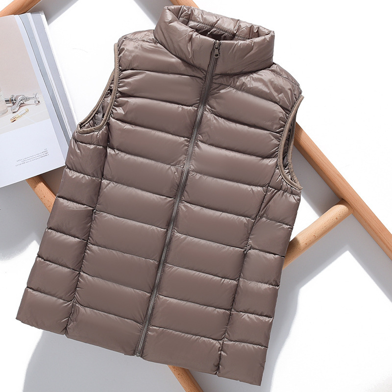 Short down Vest for Women 2025 Autumn and Winter New Style Stand Collar Lightweight Vest with Inner Lining Large Size Vest Jacket