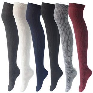 Cross-border in stock stockings Japanese over-the-knee socks knitted twist thigh socks women's thigh socks over-the-knee high socks