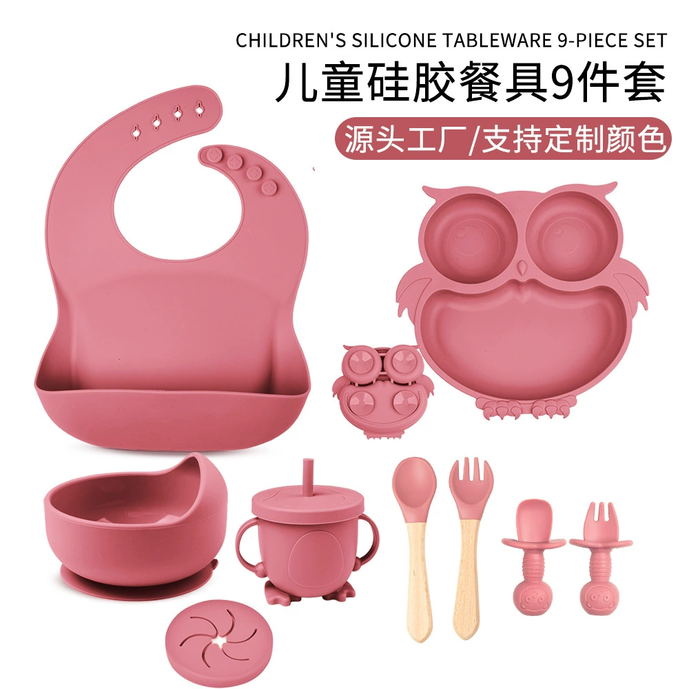 Silicone children's dinner plate for feeding, set, bib, Amazon, 9 pieces